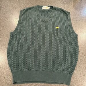 Vintage Augusta Masters Green Cable Knit Sweater Best Silk XL